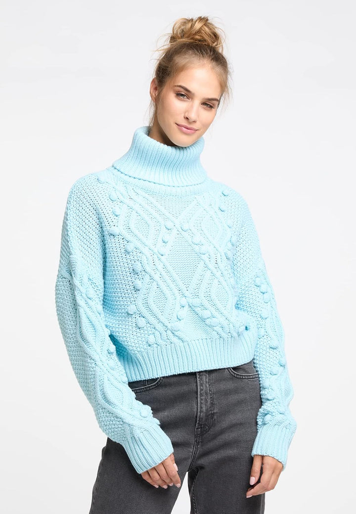 IZIA Strick Rollkragenpullover Damen 19025286 M-L Hellblau, M-L Hellblau