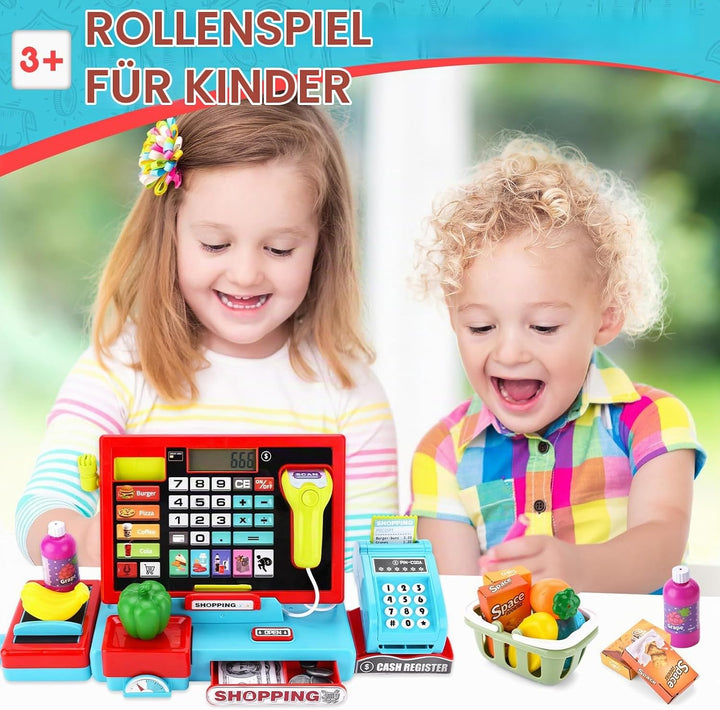 Elektronische Kasse Spielzeug für Kinder,Supermarktkasse für Kinder,Kinder Kasse Spielzeug,Spiel Sup