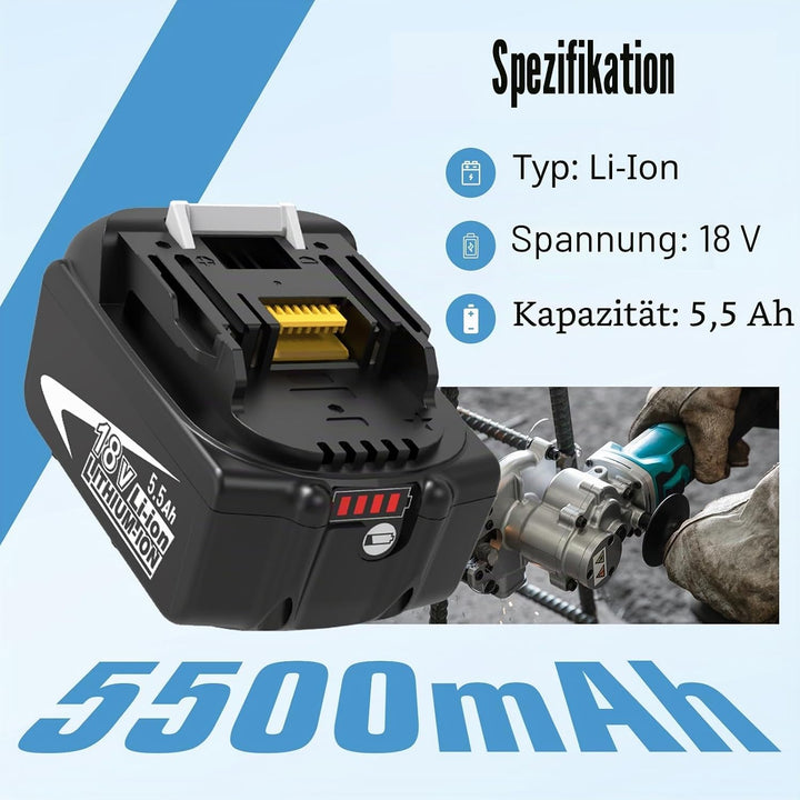 4X 18V 5.5Ah Ersatz für Makita Akku 18V BL1850B BL1850 BL1840B BL1860B für akku BL1830B BL1820B BL18