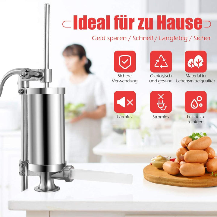 DREAMADE 1,5L/3L/3,6L/6L Wurstfüller, Wurstfüllmaschine Wurstmaschine, Fleischwolf Wurstspritze Wurs