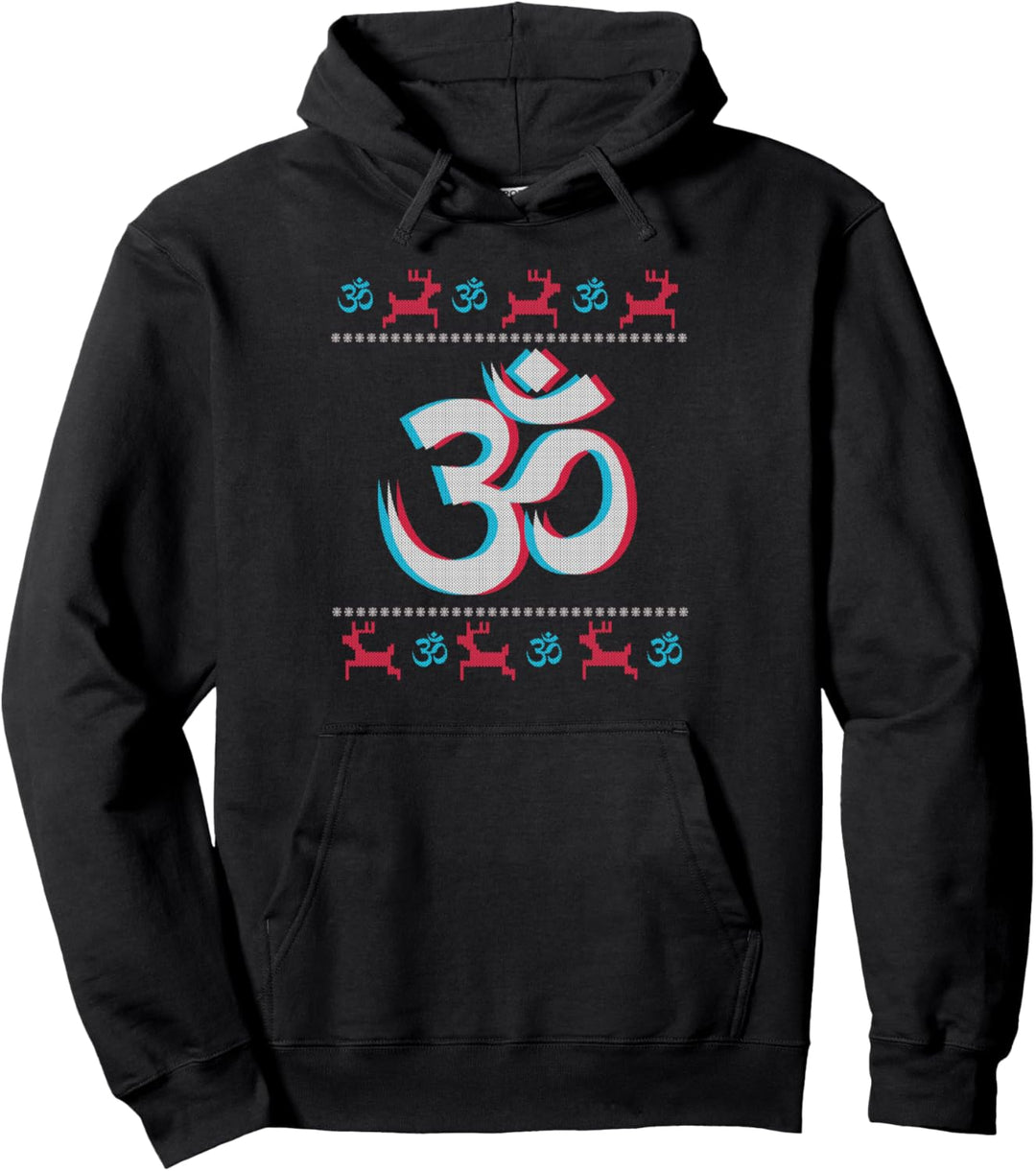 Om Psytrance Goa Psychedelic Ugly Christmas Pullover Hoodie