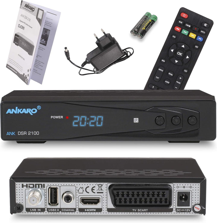 ANKARO DSR 2100 digitaler Full HD 1080p Satelliten Receiver schwarz mit USB Mediaplayer/HDMI/Scart/L