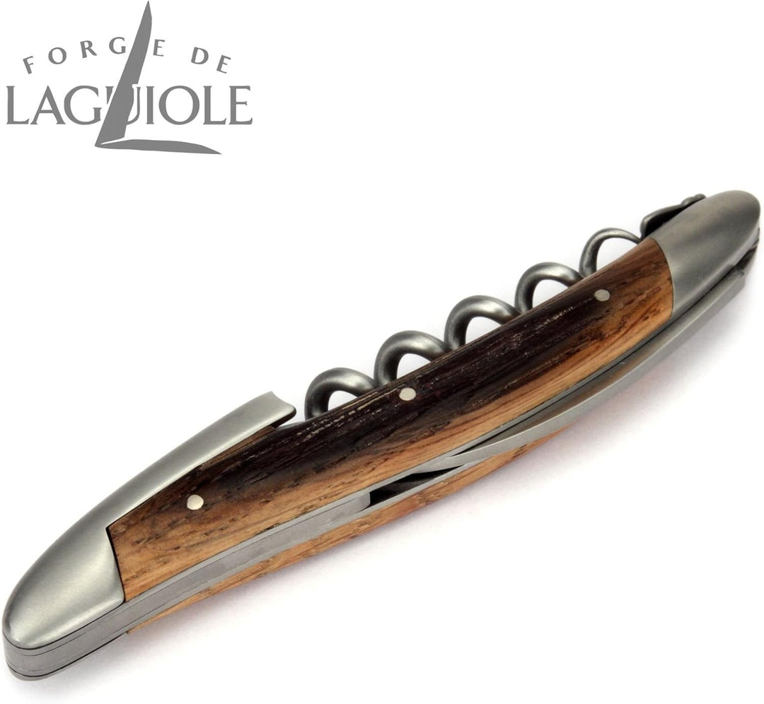 Forge de Laguiole Kellnermesser Sommelierbesteck - Griff Barriquefass Eichenholz - Edelstahl matt