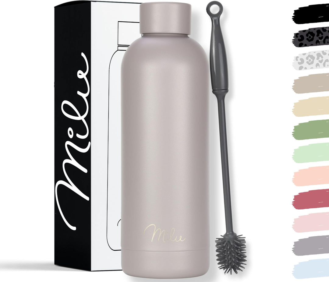 Milu Thermosflasche 500ml Isolierte Edelstahl Thermo Trinkflasche Thermoskanne Auslaufsichere Isolie