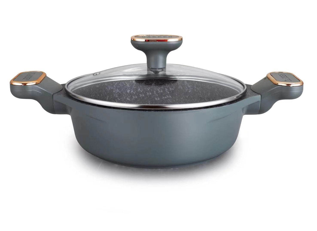 HQ Premium Bräter Kochtopf mit Granit Keramikbeschichtung 4 Liter 28cm Durchmesser Keramik Design 4L