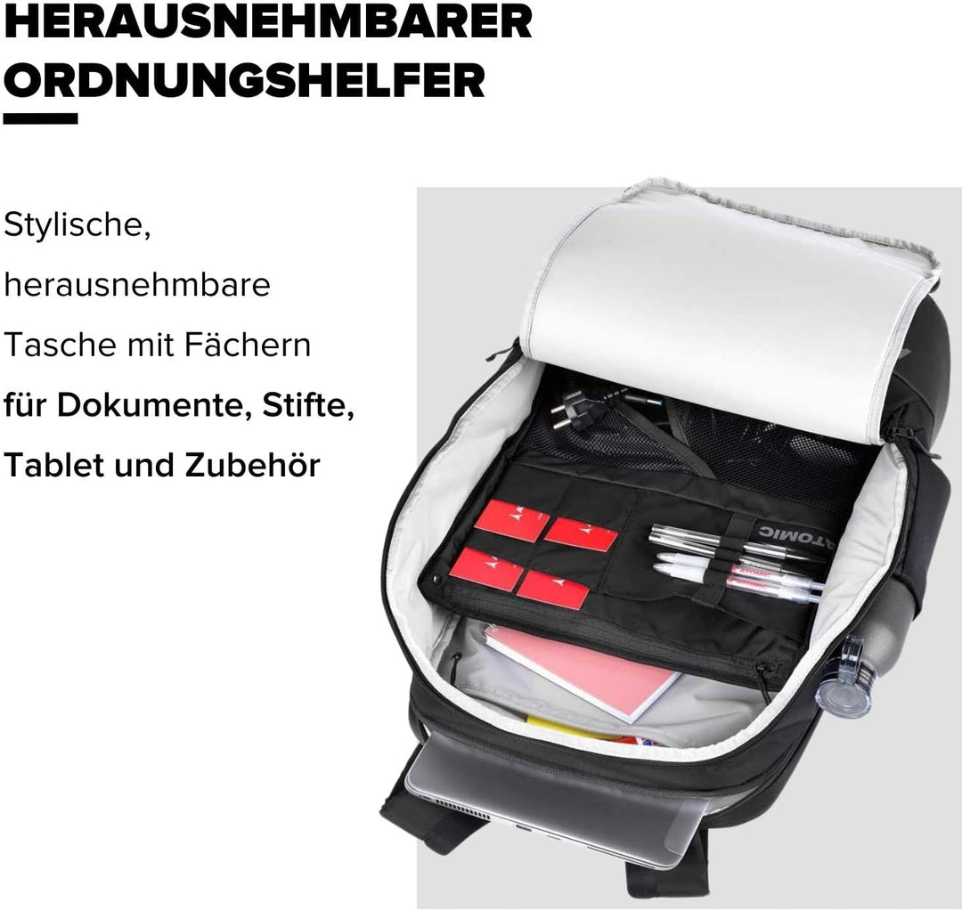 ATOMIC TRAVEL PACK Rucksack - Schwarz - Rucksäcke mit herausnehmbaren Fächern - Laptoprucksack mit 1