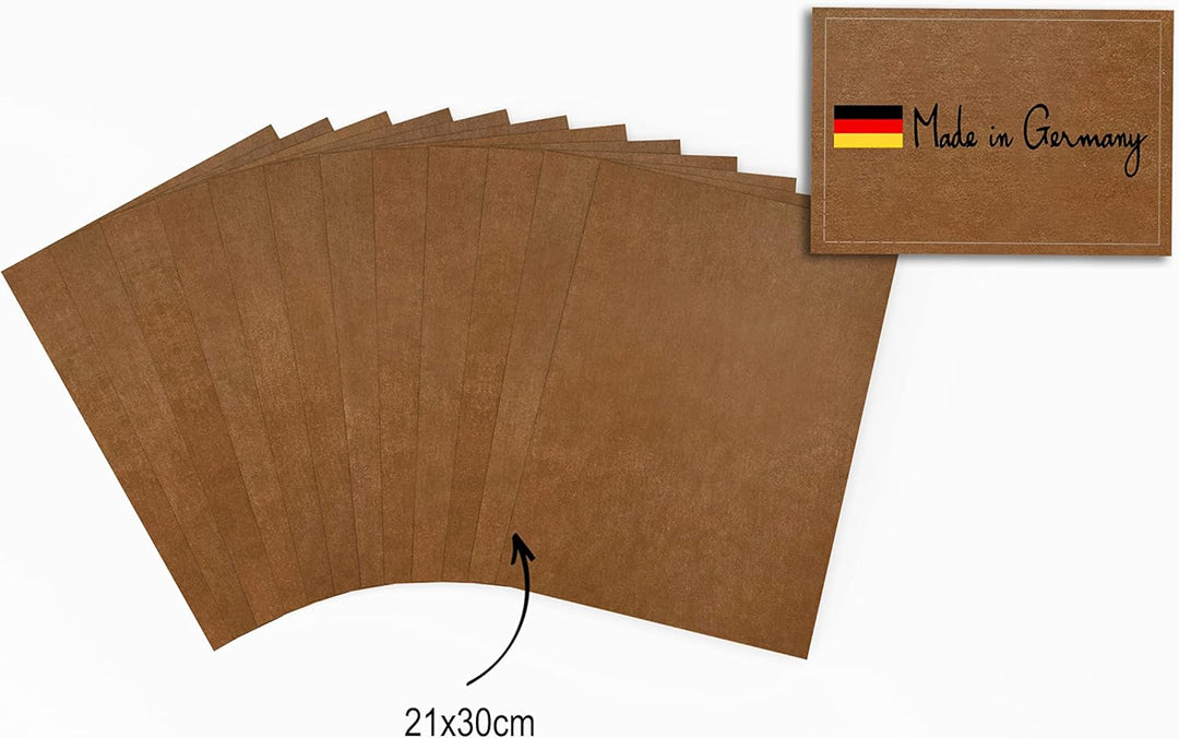 veganes Leder - waschbares Papier - 12 Bögen 21x30cm bei 0,55mm Dicke - Waschpapier - Lederpapier -