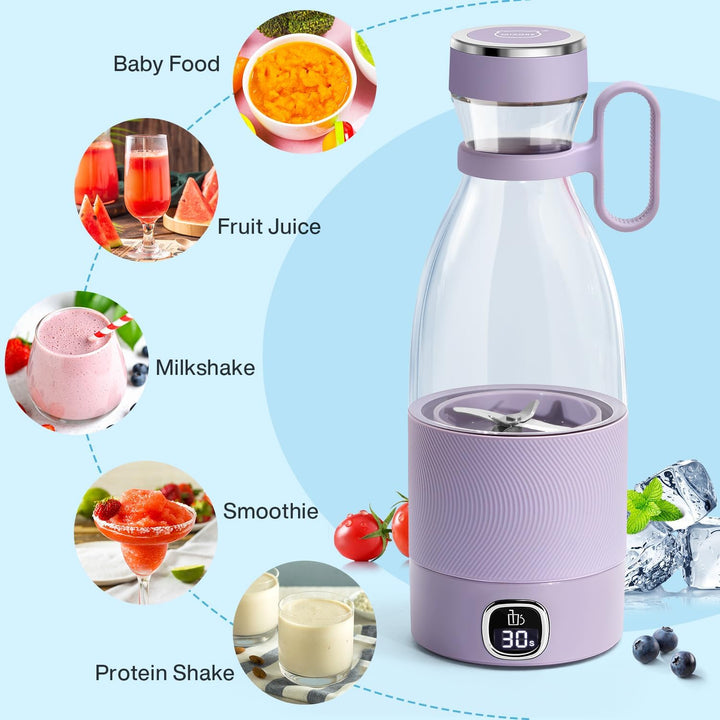 MIAOKE Tragbarer Mixer, 6 Klingen, Entsafterbecher für Saft-Shakes und Smoothies, 350 ml, Mini-Mixer