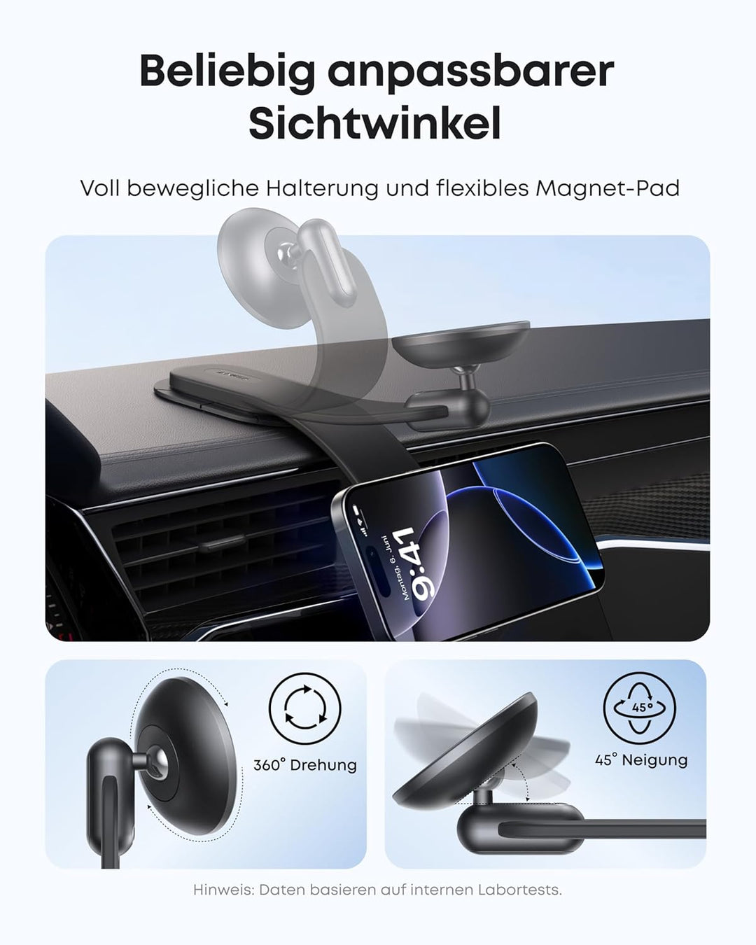 Anker Nano abnehmbare Autohalterung, 360° einstellbare Auto-Handyhalterung mit Alu-Halterung und Mag