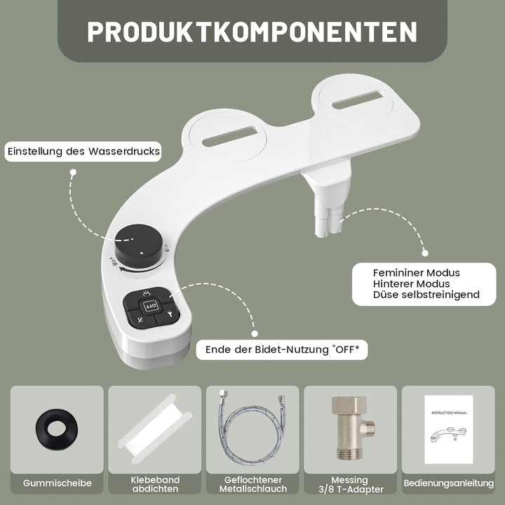 Bidet Toilette WC Bidet Japanisch Sprüher Bidet-Kit WC-Sitz mit Doppel-Sprühlippe, automatisch reini