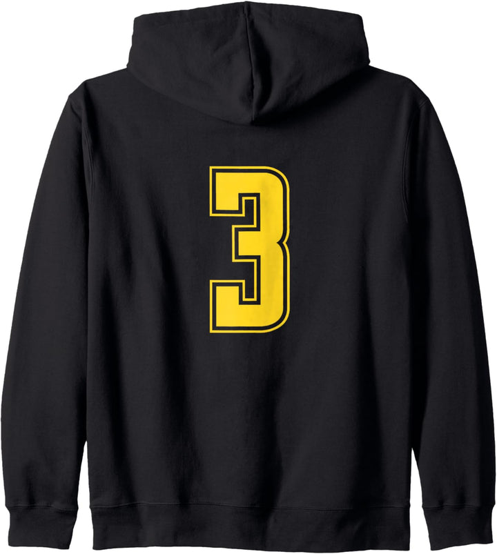 Gelb Nummer 3 Mannschaft Sport Nummerierte Uniform Kapuzenjacke