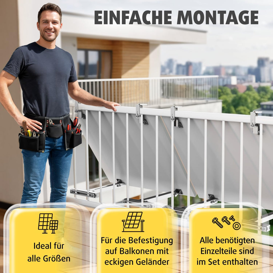 Avoltik 2X Balkonkraftwerk Halterung Balkon ECKIG für alle Solarpanel-Grössen Solarmodul Halterung a