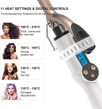 13MM Mini dünner Lockenstab mit Klemme, AIMERVO Afro Haarcurler LCD 11 Temperaturstufen 110-210℃ für