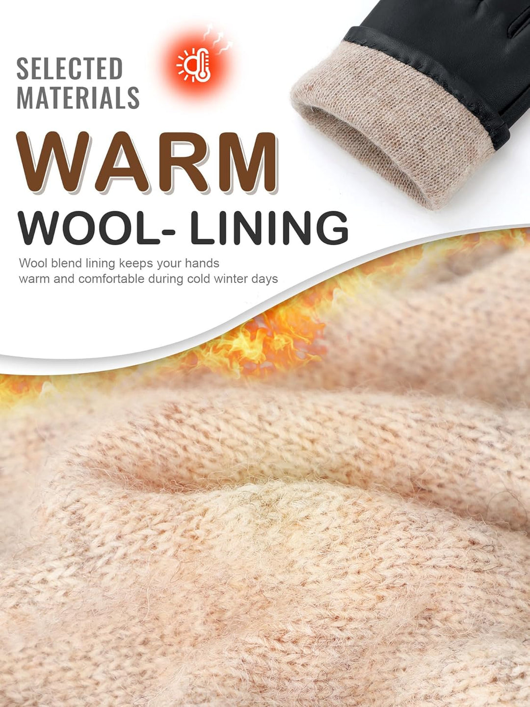 GSG SINCE 1998 Echtes Lammfell Lederhandschuhe für Damen Warm Gefütterte Touchscreen Winterhandschuh