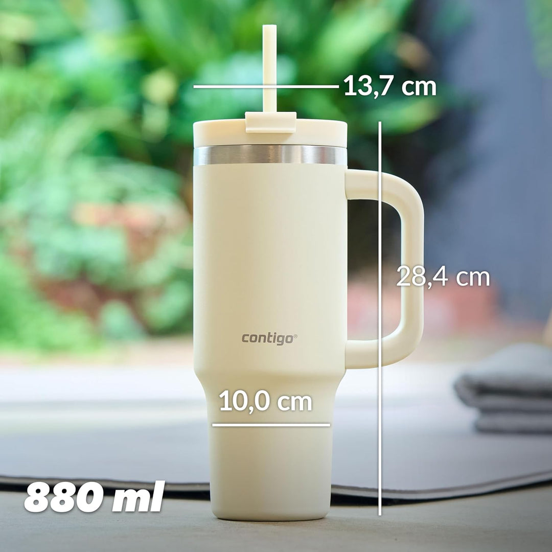 Contigo Tumbler | Thermosflasche mit Henkel und Strohhalm | 880 ml
