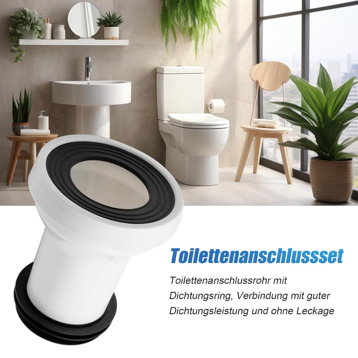 Hoypeyfiy WC Anschlussgarnitur, WC Kanalisation Abflussrohr, Einbau Dichtung Anschluss Zubehör Ansch