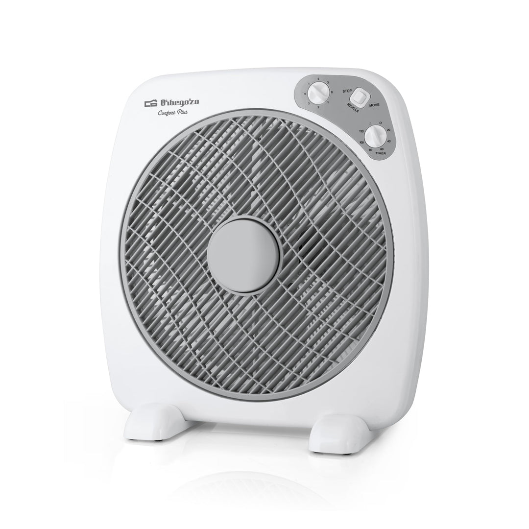 Orbegozo BF 0140 - Ventilator Box Fan mit 3 Geschwindigkeiten, Drehfunktion, Timer, Blattgrösse von