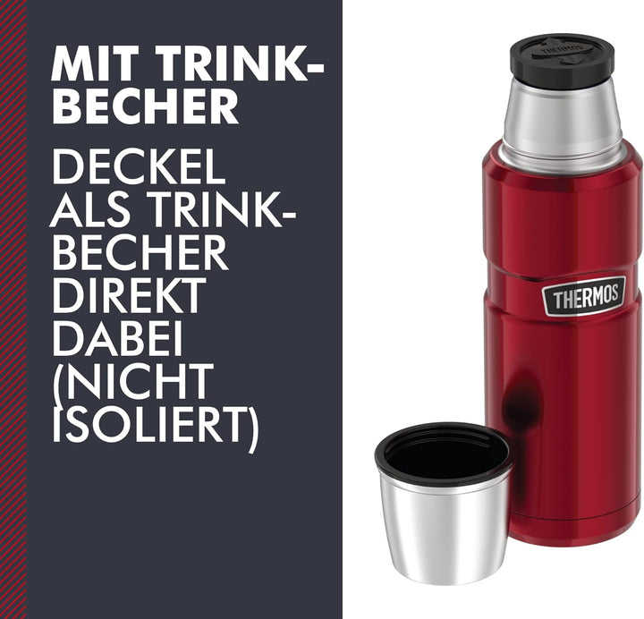 Thermos 4003.248.047 Thermosflasche Stainless King, Edelstahl Cranberry 0,47 l, Drehverschluss, 12 S