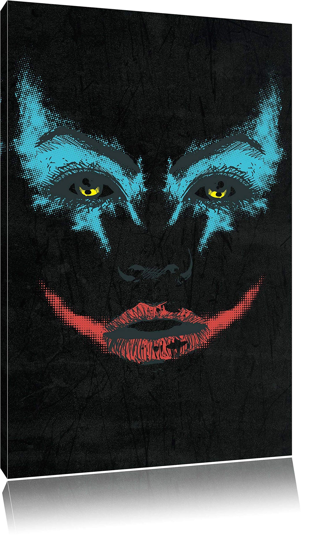 Dark The joker black Bild auf Leinwand, XXL riesige Bilder fertig gerahmt mit Keilrahmen, Kunstdruck