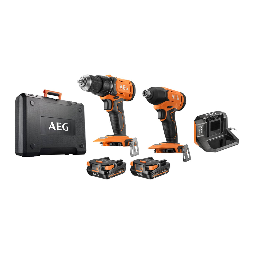 AEG PRO18V Akku-Kombo-Kit JP 18I2-202C (Schlagbohrschrauber BSB18G4 mit 60Nm max. Drehmoment, Schlag