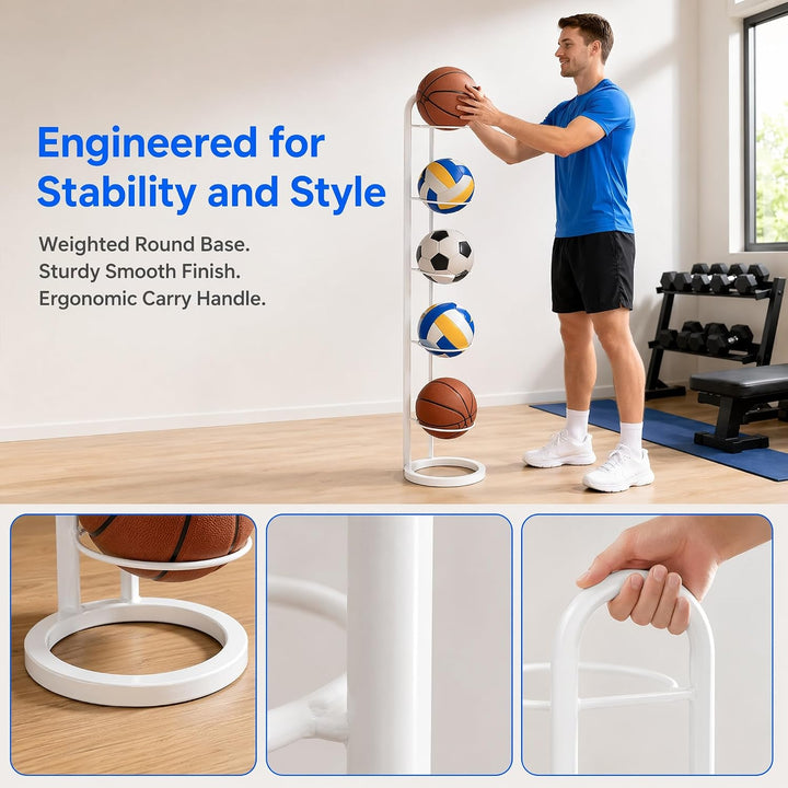 5-stufiger Balllagerregal Basketballständer Ballständer Basketball Ballhalter Ball Aufbewahrung Outd