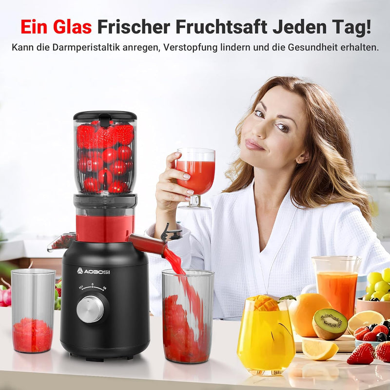 Entsafter-AOBOSI 250W Slow Juicer-Entsafter gemüse und obst mit 1,2L Fassungsvermögen-Saftpresse mit