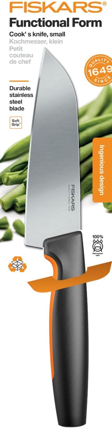 Fiskars Kochmesser, Klein, Functional Form, Gesamtlänge: 24 cm, Japanischer Edelstahl/Kunststoff, 10