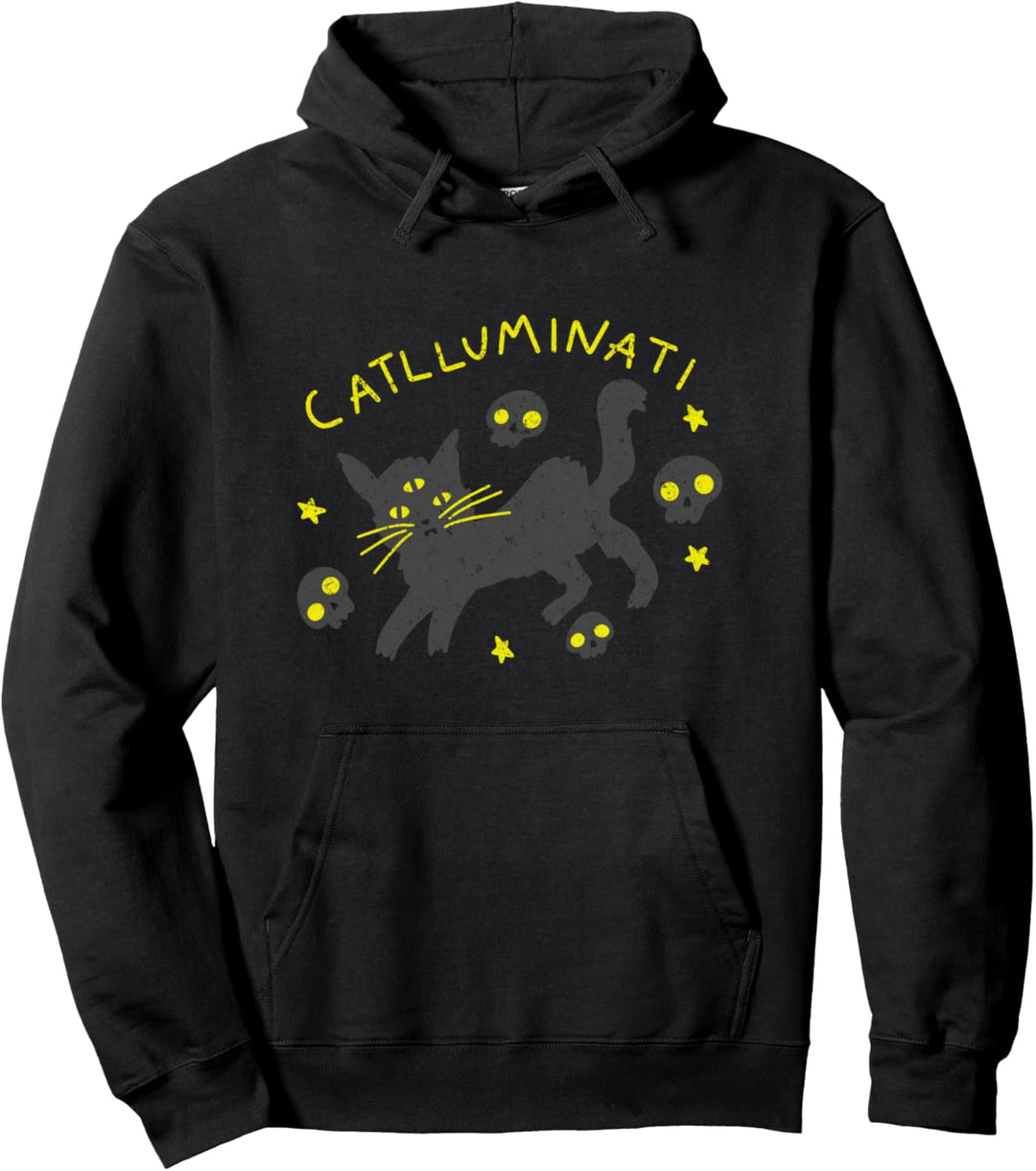 Illuminati Verschwörung Gothic Cat NWO Occult Wicca Witch Pullover Hoodie
