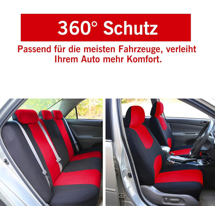 Universal Autositzbezüge Set Atmungsaktiv Strapazierfähig Waschbar 5-Sitze Schonbezüge für Vordersit