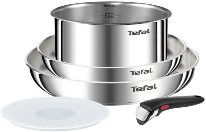 Tefal Ingenio Emotion Küchen-Set, 5-teilig, abnehmbarer Griff, stapelbar, Edelstahl, L896S504