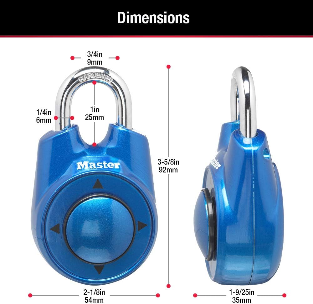 Master Lock 1500iD Schliessfachschloss-Set Ihr eigenes direktionales Zahlenschloss, 1 Packung, blau,