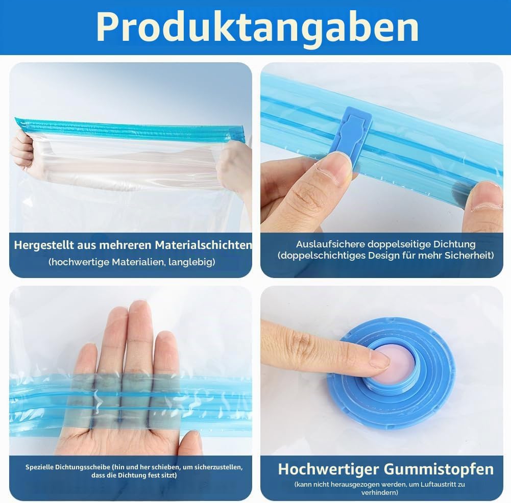 Flintronic Vakuumbeutel für Kleidung mit Elektrischer Luftpumpe, 12 Stück Vakuum-Kompressionsbeutel(