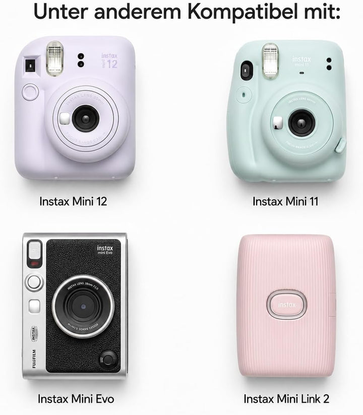 Instax Mini Film Set (60 Aufnahmen) inkl. 5 Fotohüllen – Bundle für Fujifilm Kameras &amp; Drucker – MAK