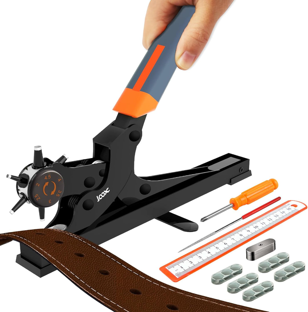 XOOL Lochzange für Leder, Gürtel Lochzange mit Hebelübersetzung, Ermüdungsfreies Arbeiten, Locher, G