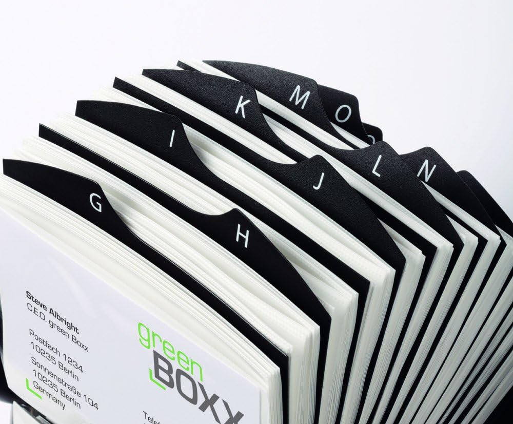 Durable Visifix Rollkartei, für 400 Visitenkarten, Register A-Z, metallic silber, 248123 Visitenkart