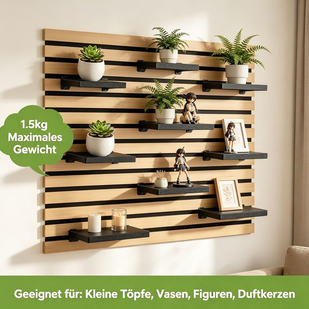 Cosiesnest 3 Stück Regal für Akustikpaneele-9 Stück Zubehör Ohne Bohren Wandorganizer Schweberegal W
