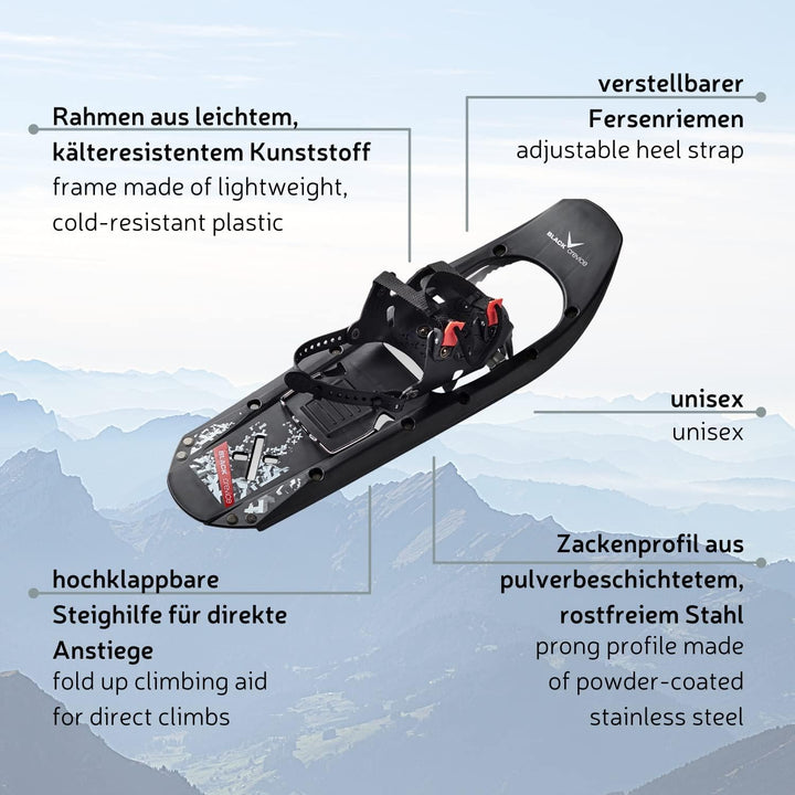 Black Crevice Schneeschuhe Herren & Damen I Schneeschuhe zum Wandern aus leichtem Kunststoff I Schne
