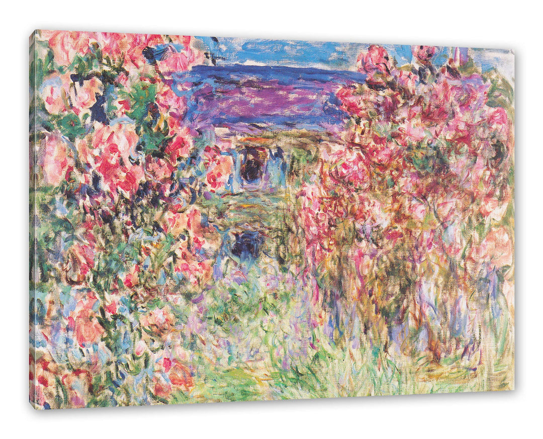 Generisch Claude Monet - Das Haus in den Rosen als Leinwandbild / Grösse: 100x70 cm / Wandbild / Kun