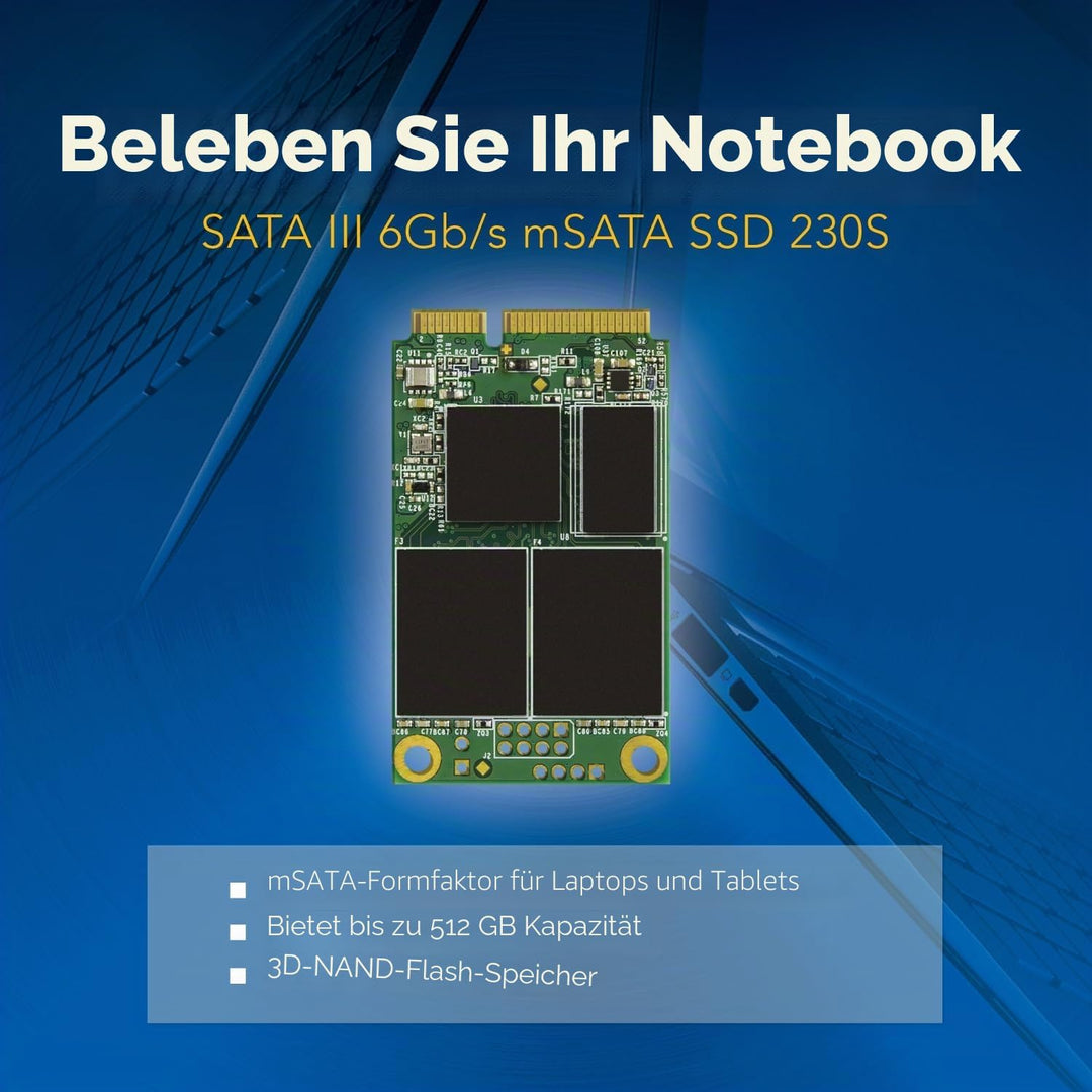 Transcend Highspeed 256GB interne mSATA SSD SATA III (6Gb/s), Festkörper-Laufwerk, zum Aufrüsten von