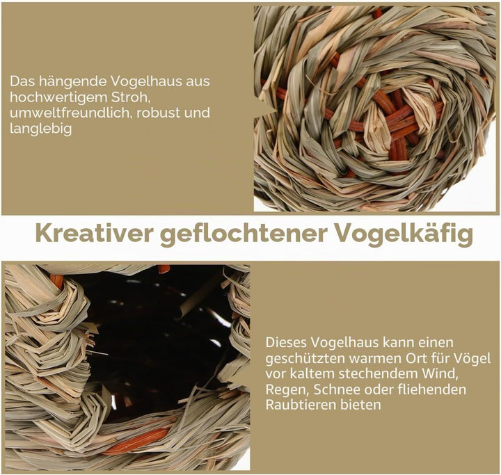 2st Vogelnest Aus Stroh Fenster Vogelnest Vogel Im Freien Meise Strohvogel Papageienspielzeug Vogelh