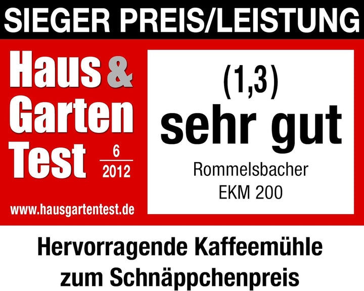 ROMMELSBACHER Kaffeemühle EKM 200 – aromaschonendes Scheibenmahlwerk, Mahlgrad einstellbar von grob