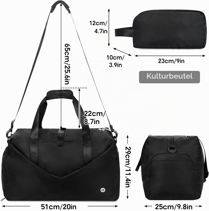 Ceneda Sporttaschen Klassische Reisetasche mit Schuhfach und Kulturtasche Sporttasche Damen Herren T