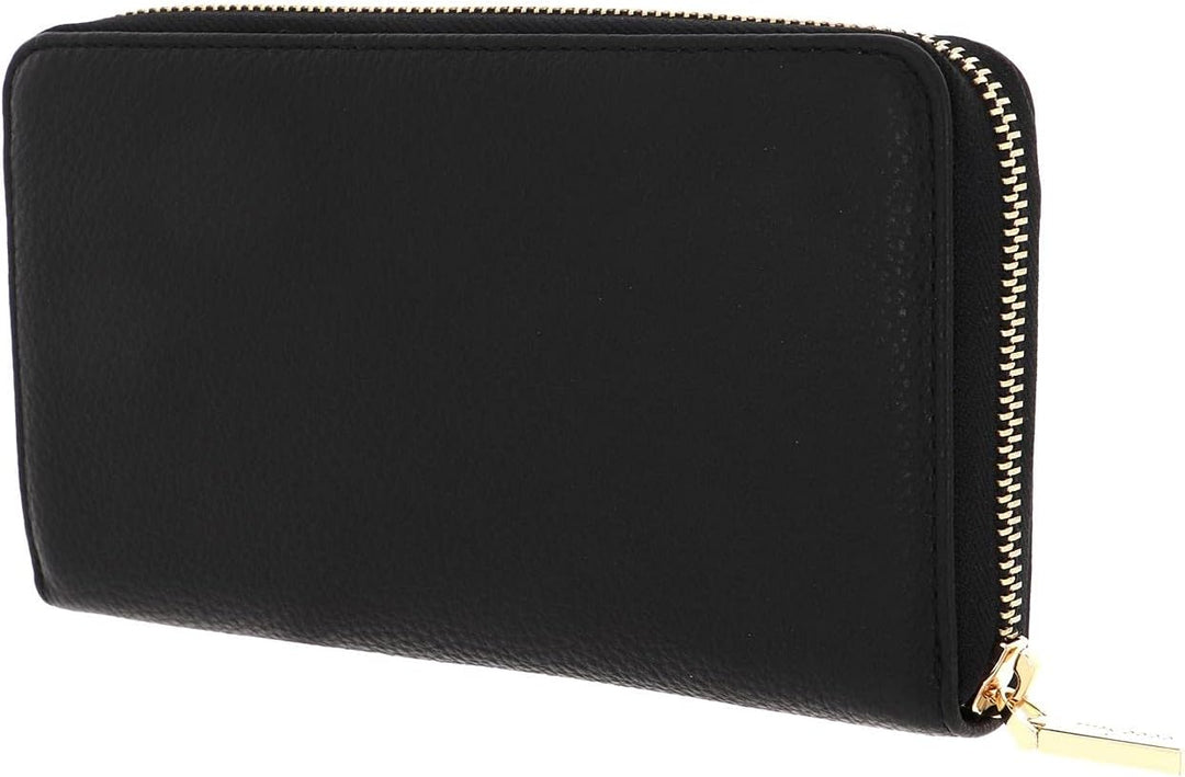 COCCINELLE Metallic Soft Zip Wallet Grainy Leather Noir