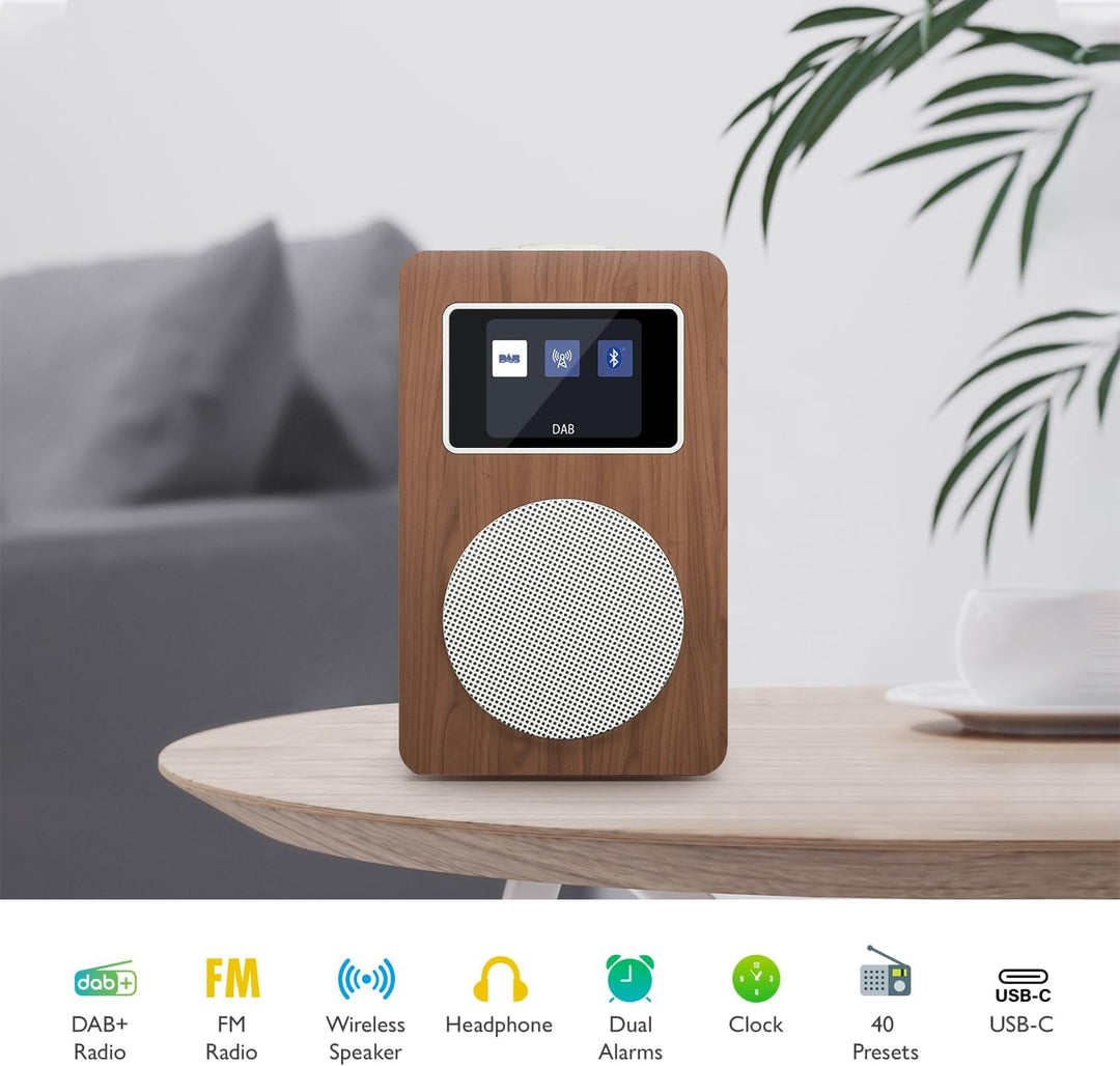 MangoKit MD4 DAB Radio mit Bluetooth,DAB Plus Digitalradio,UKW Radio,Küchenradios,Netz- und Batterie