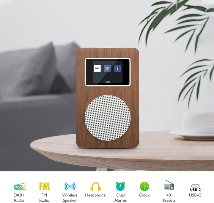 MangoKit MD4 DAB Radio mit Bluetooth,DAB Plus Digitalradio,UKW Radio,Küchenradios,Netz- und Batterie