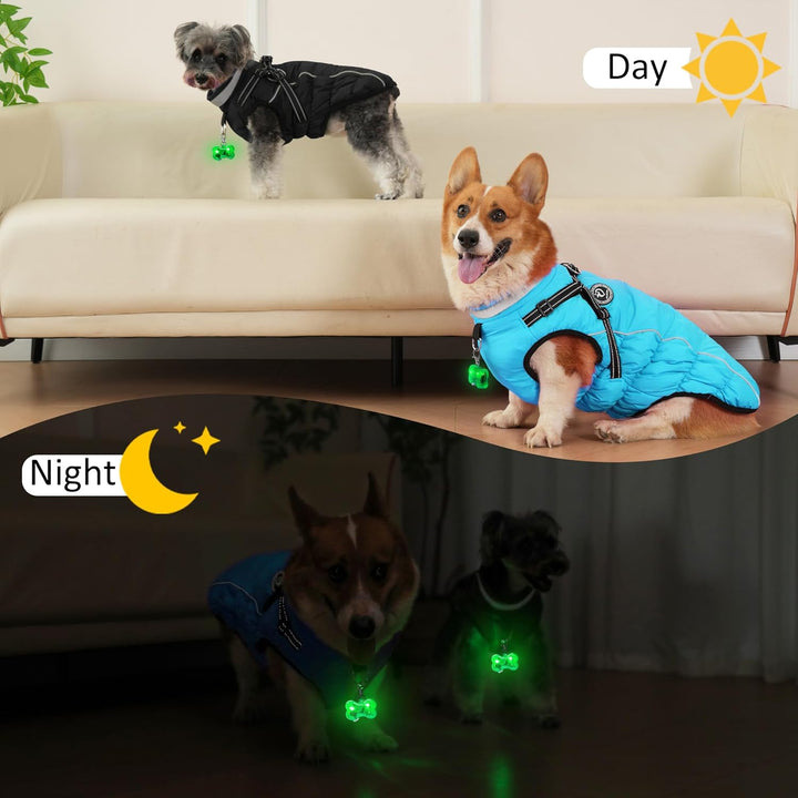 Hundemantel Winter, Hundemantel Wasserdicht, Warme Hundejacke mit Geschirr, Reflektierende Streifen,