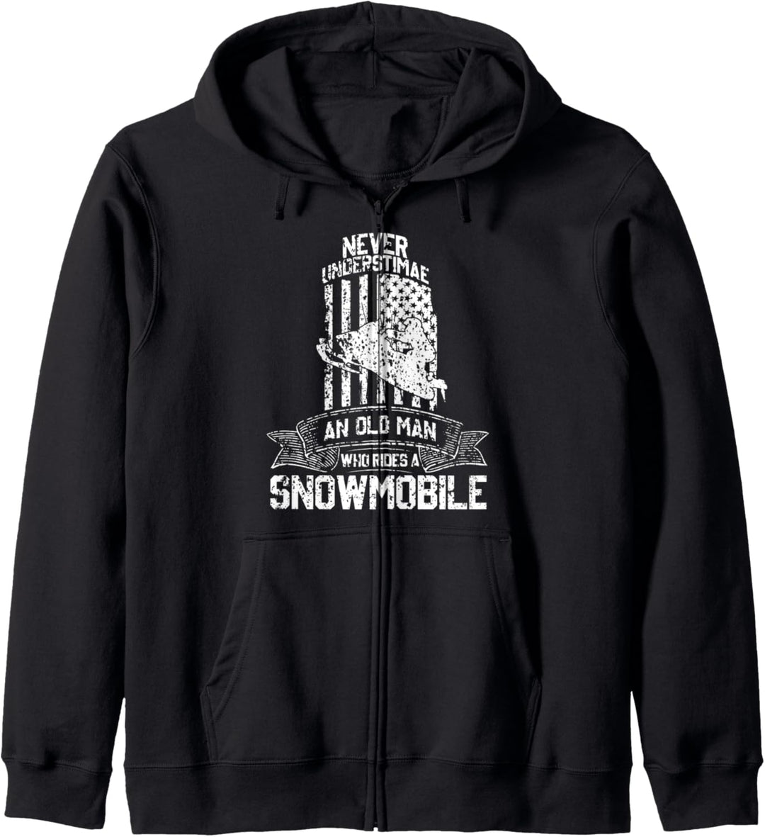 Never Underestimate An Old Man With Snowmobile Vintage MEN Kapuzenjacke