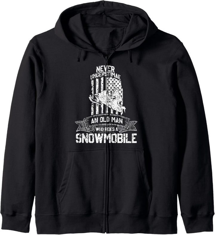 Never Underestimate An Old Man With Snowmobile Vintage MEN Kapuzenjacke
