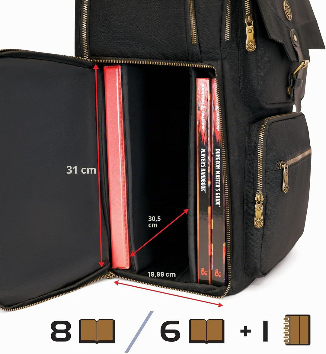 ENHANCE DnD Rucksack RPG DM Tasche für Dungeon and Dragons, Reisen DnD Taschen Organizer für 6–8 auf