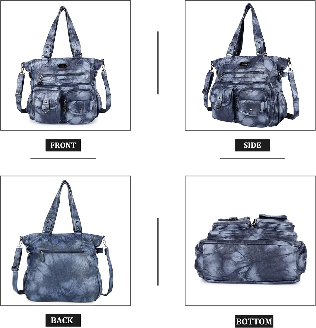 Angel Kiss Handtasche Damen Schultertasche Multifunktionale Umhängetaschen Gewaschenes Veganes Leder